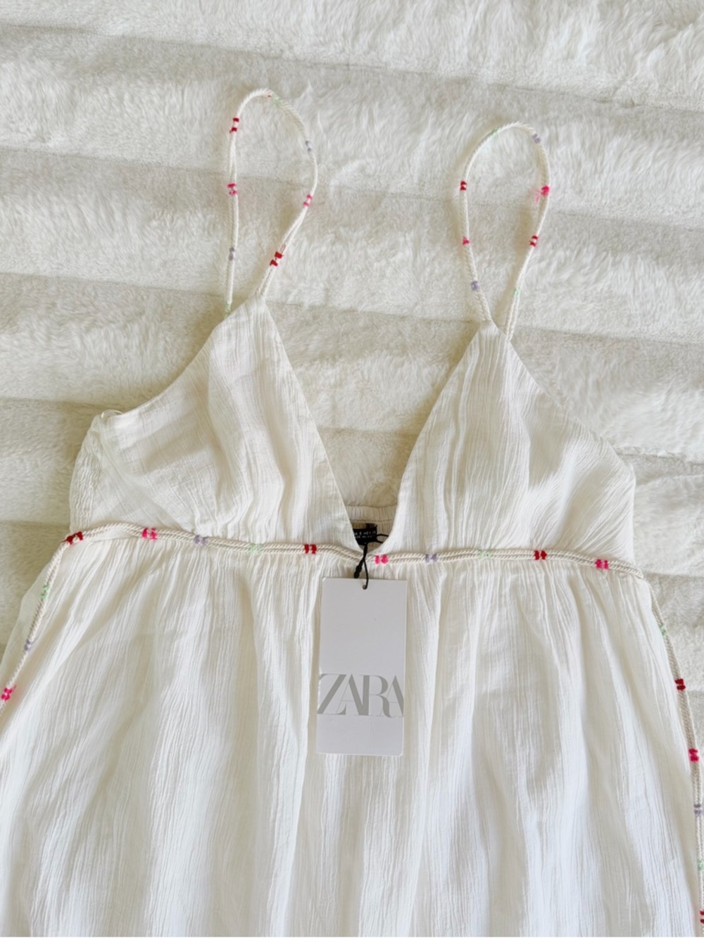 Zara White Boho Maxi Dress NWT Resort Vacation Beach Cotton Exclusive Feel - Picture 5 of 14